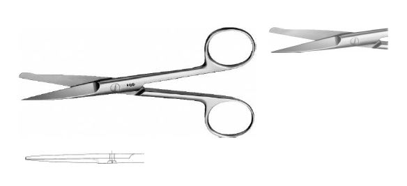 Ножиці для розрізання загострені гострі/тупі прямі 130 мм